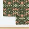 Dark Bohemian Green Pink Flowers Traditional Arts And Crafts Bird Cottagecore Custom Removable Wallpaper by Spoonflower Peel & Stick Wallpaper 2FT Wide
